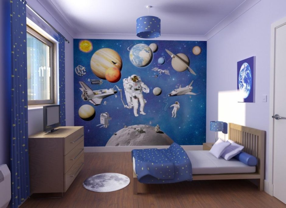 Детская спальня в стиле космос