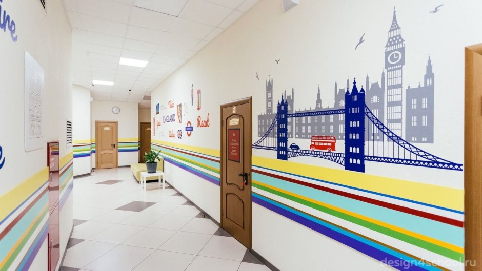 Современный школьный коридор