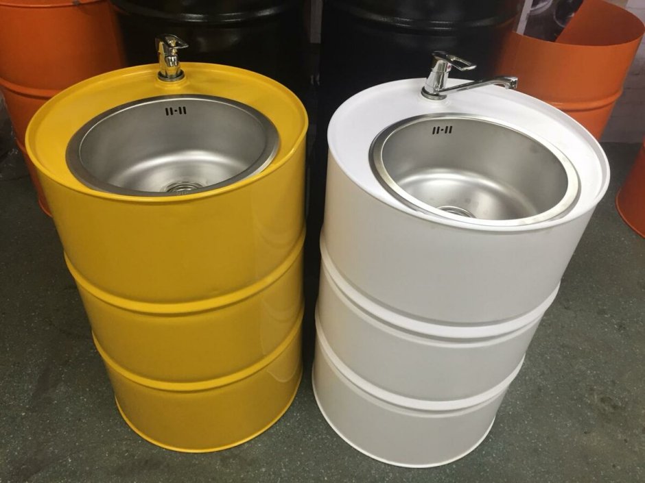 Раковина бочка металлическая