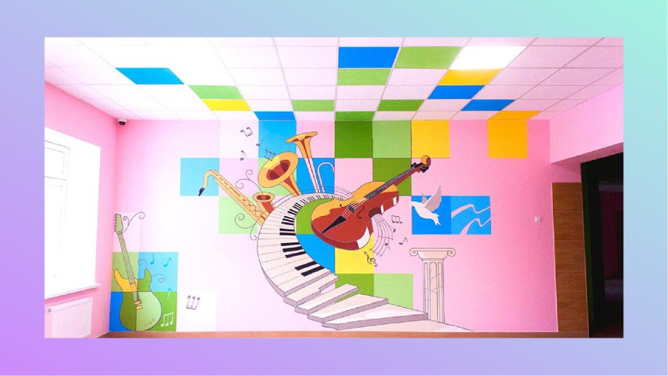 Декор стен в фойе школы