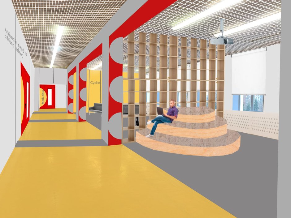 Интерьер школьного коридора