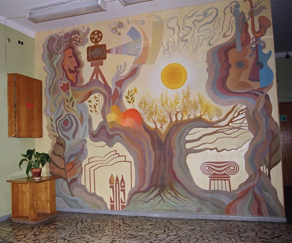 Настенные росписи в школе