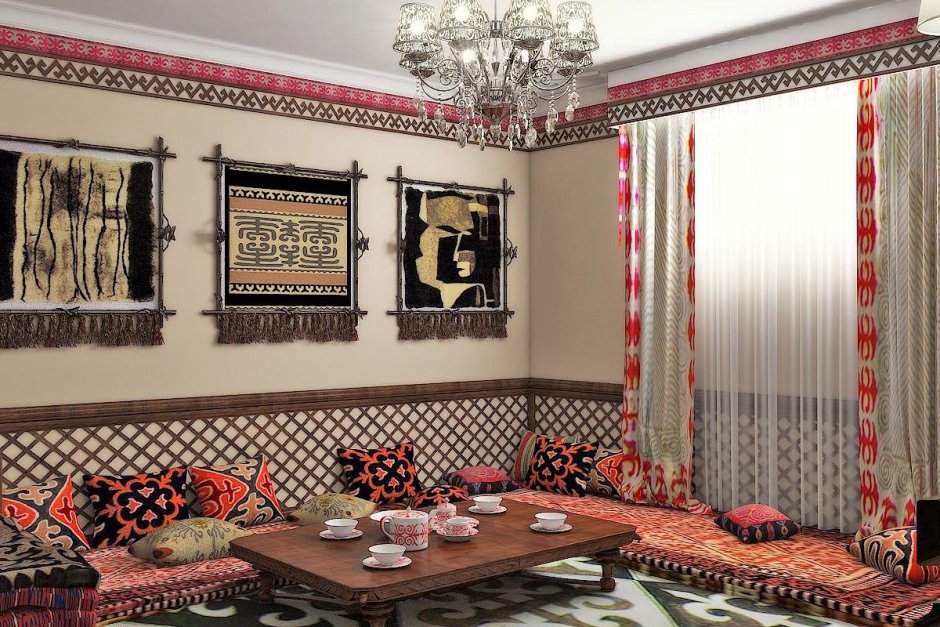 Казахский этно стиль в интерьере