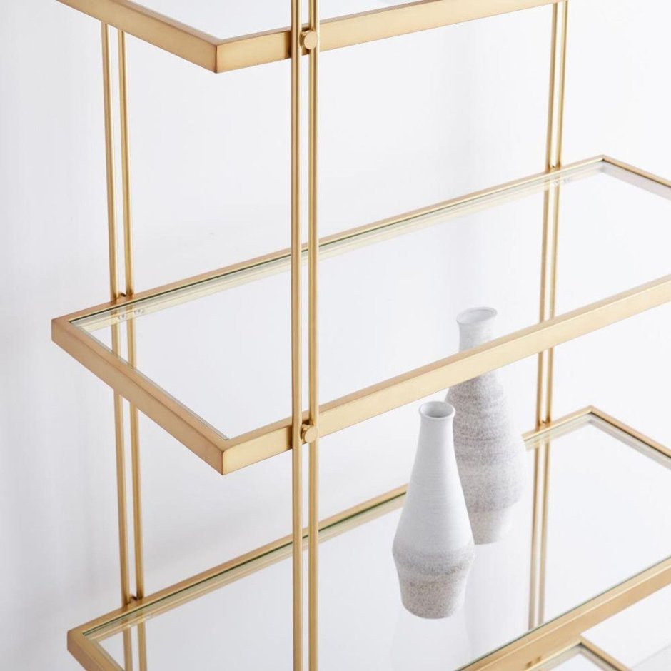 Стеллаж из латуни и стекла