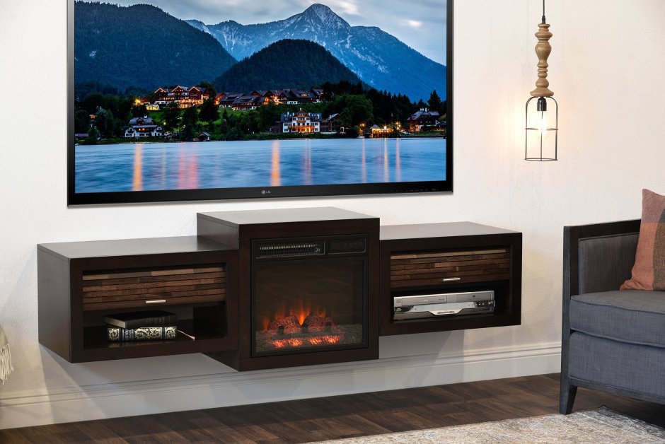 Стенка со встроенным камином