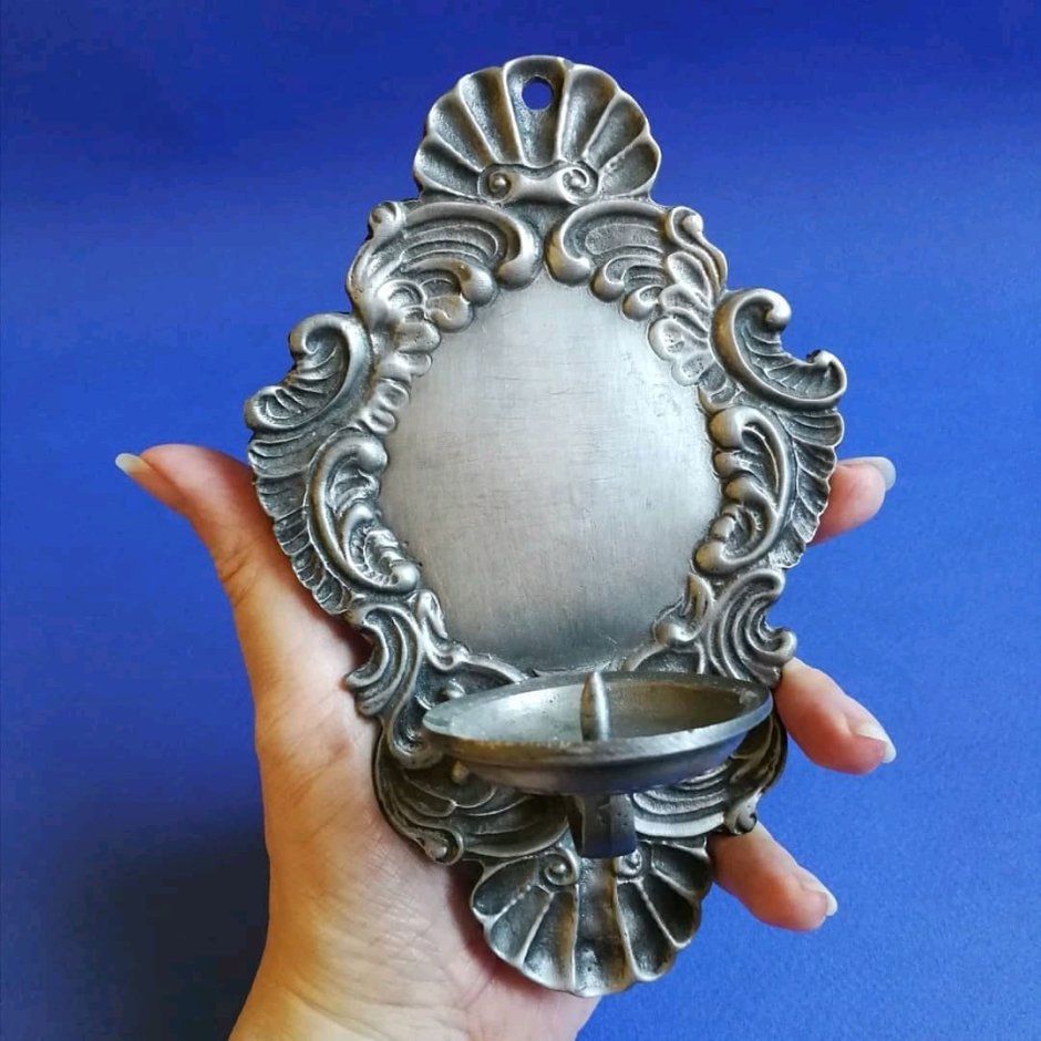 Подсвечник олово деревянная ручка