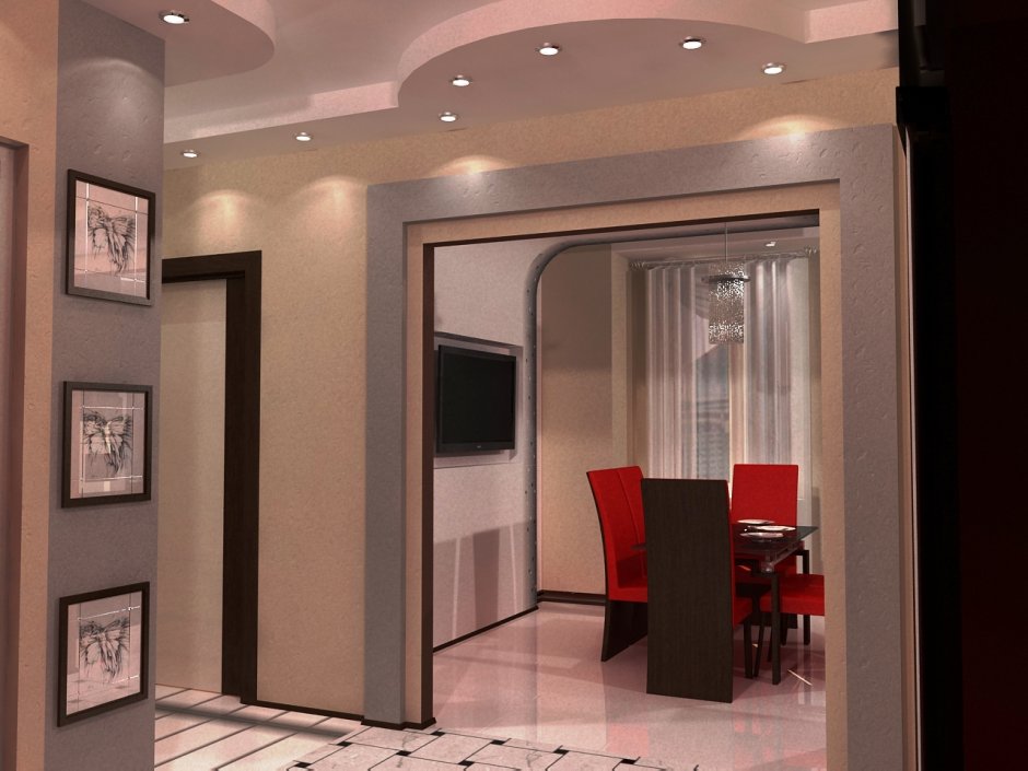 Арка между коридором и гостиной