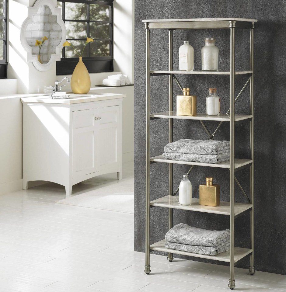 Этажерка в ванную комнату напольная металлическая