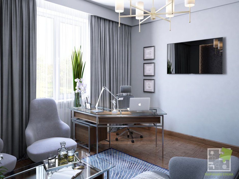 Серый офисный интерьер