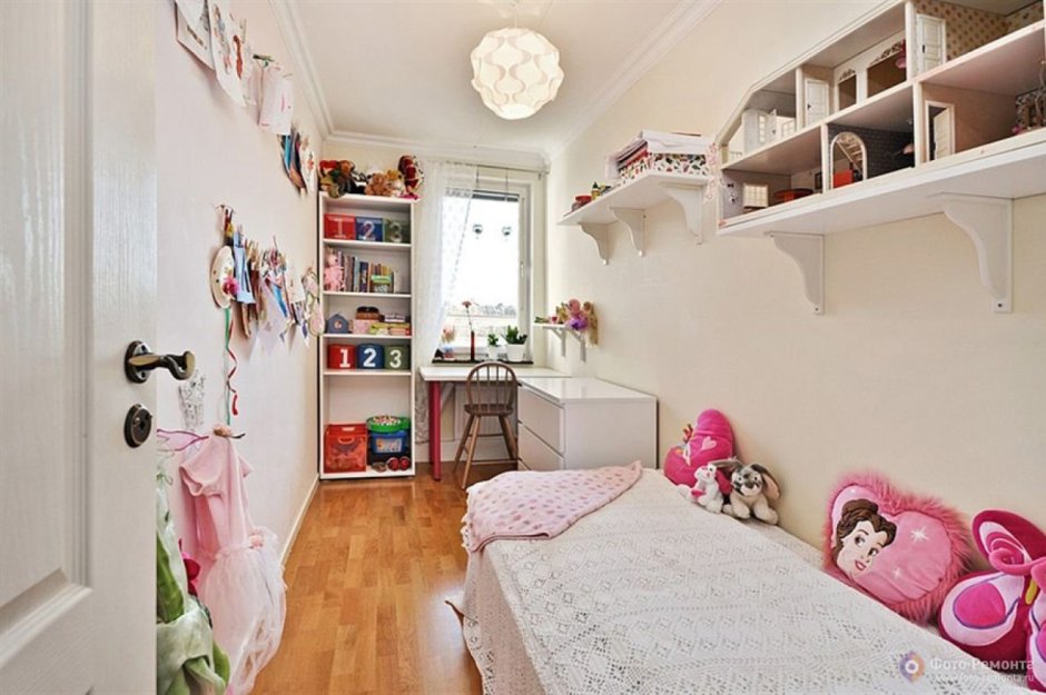 Детская комната вытянутая для девочки