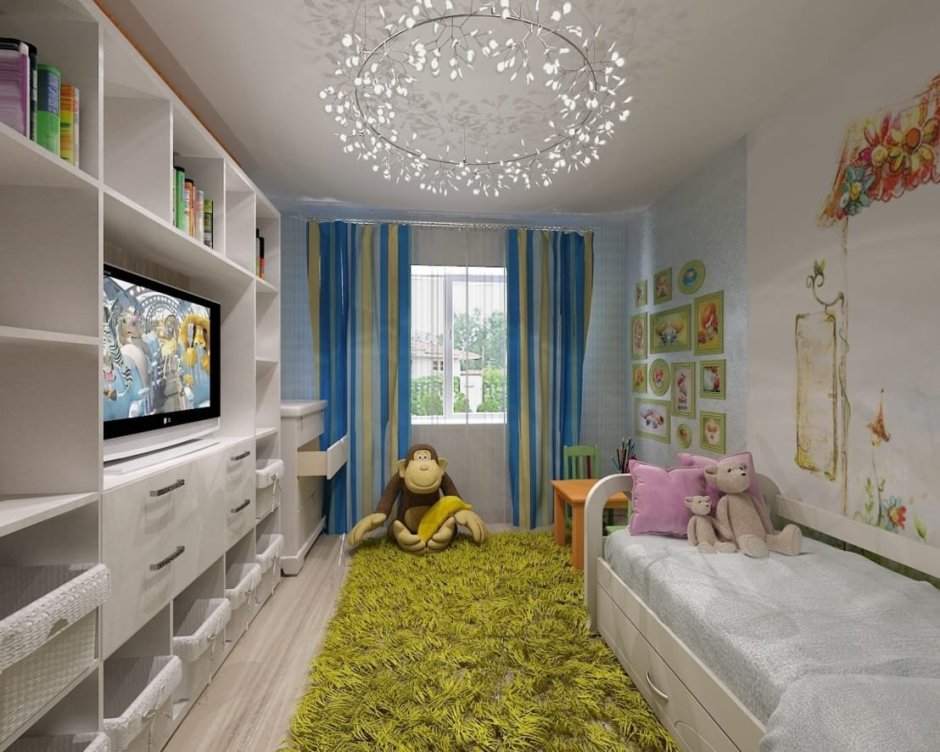 Узкая детская комната
