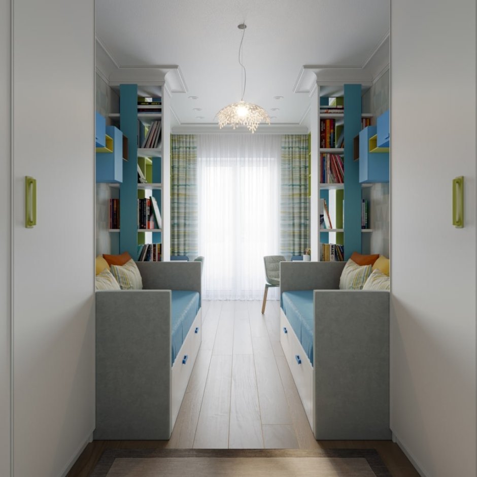 Узкая комната для двоих детей