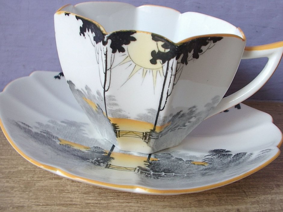 Чашка с блюдцем из полимерной глины