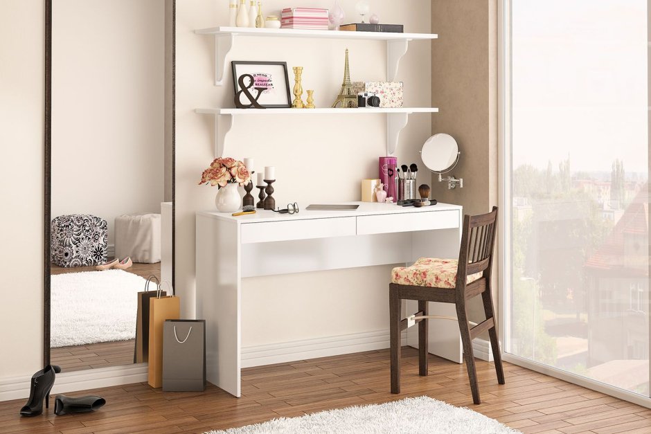 Полки над столом письменным классика