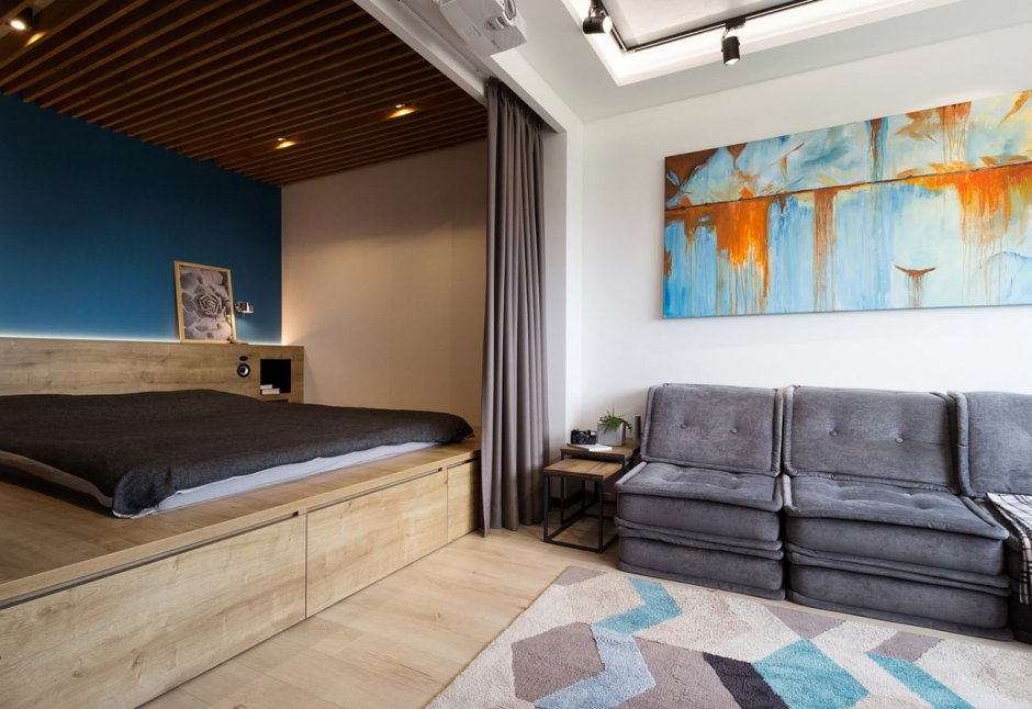 Гостиная с кроватью в нише