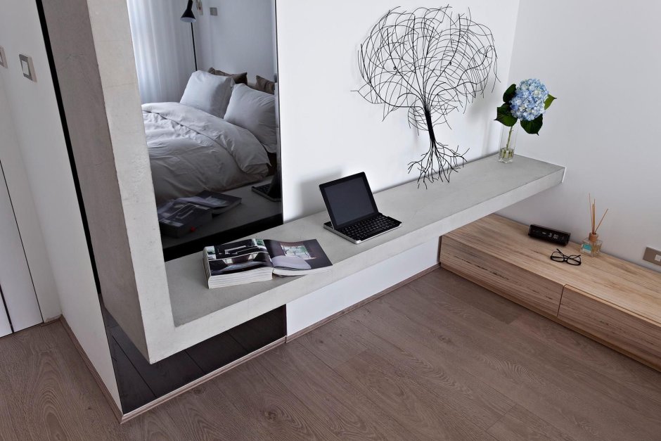 Комод в интерьере гостиной в Минимализм