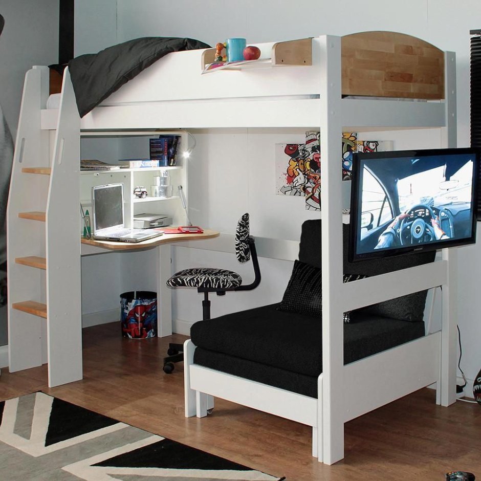 Двухъярусная кровать со столом внизу