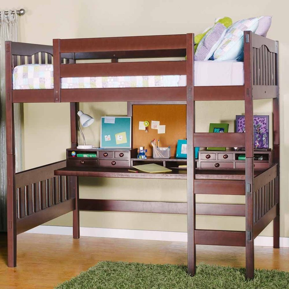 Двухъярусная кровать с рабочей зоной