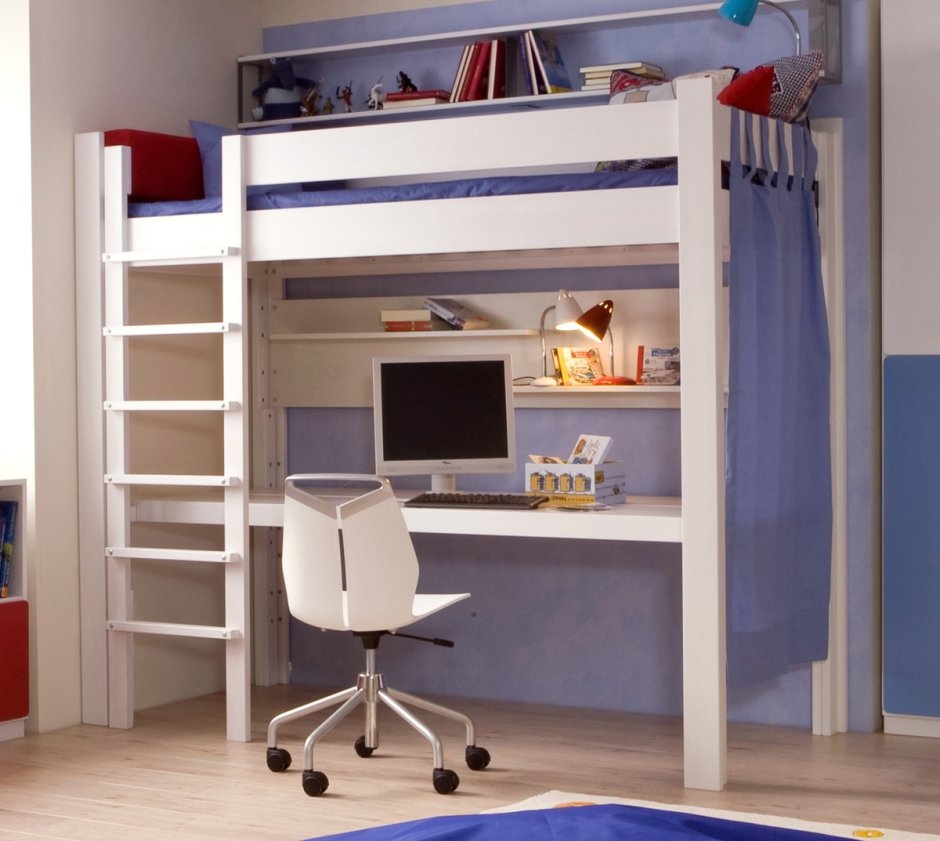 Кровать чердак с рабочей зоной взрослая
