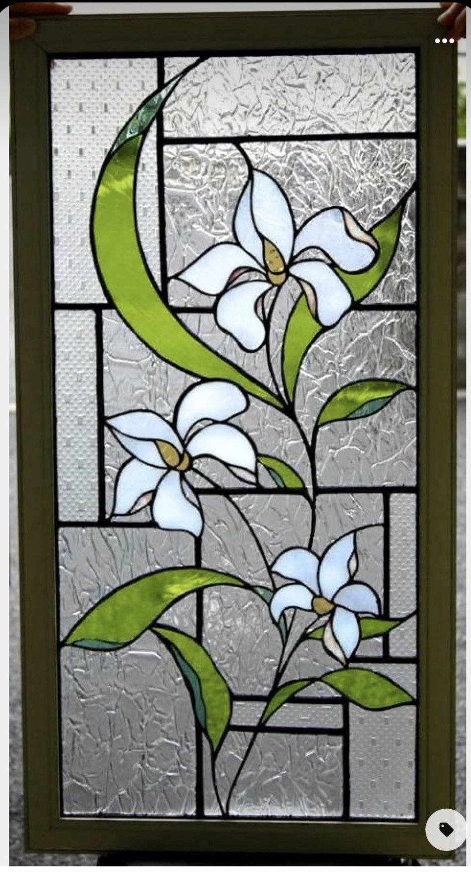 Витраж на окно цветы