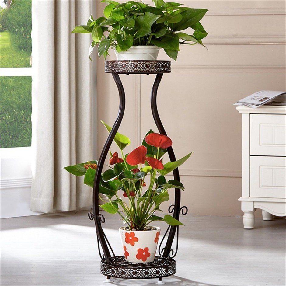 Подставка для цветов из дерева напольная