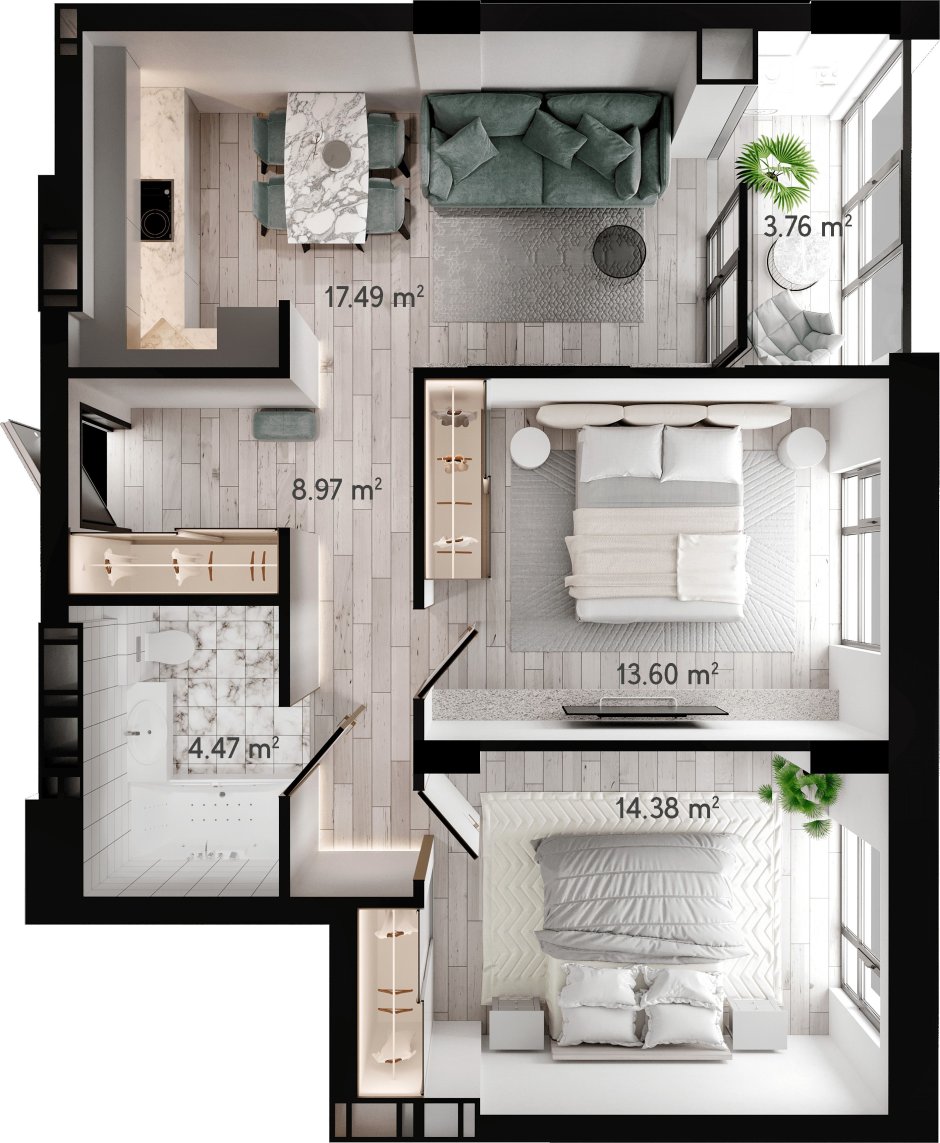 Планировка чешская двушка