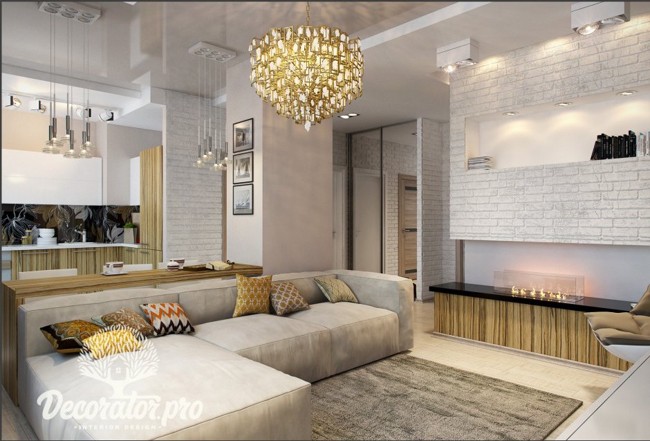 Интерьер квартиры студии 58 кв м