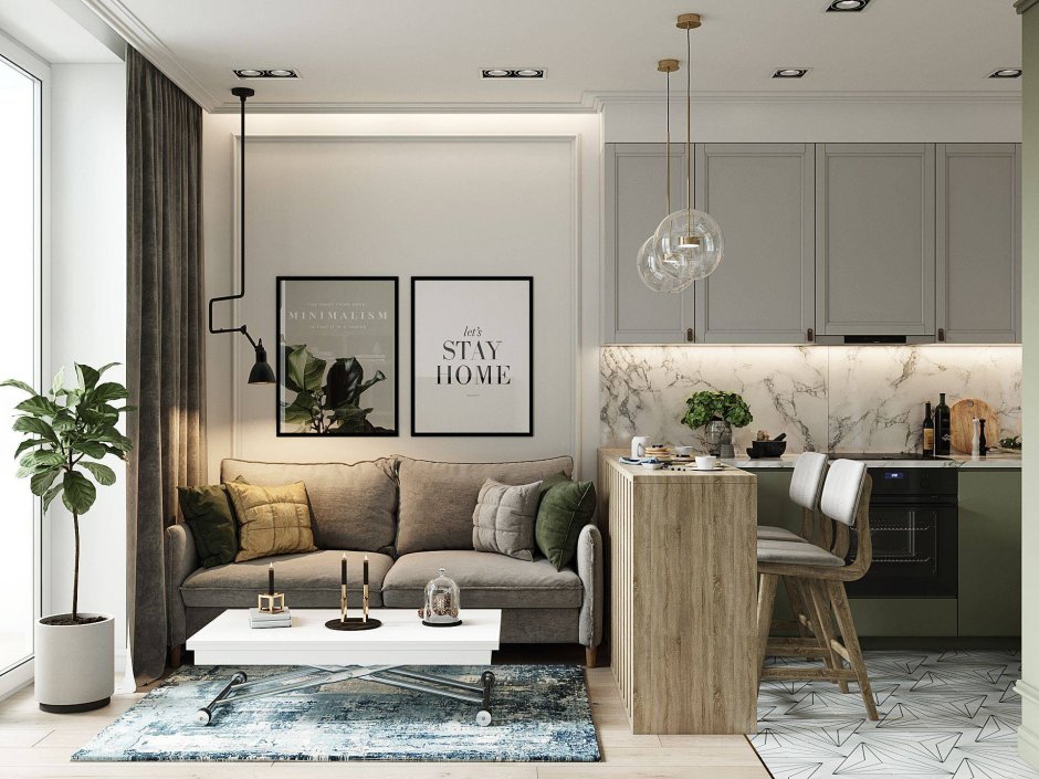 Дизайнерский проект однокомнатной квартиры