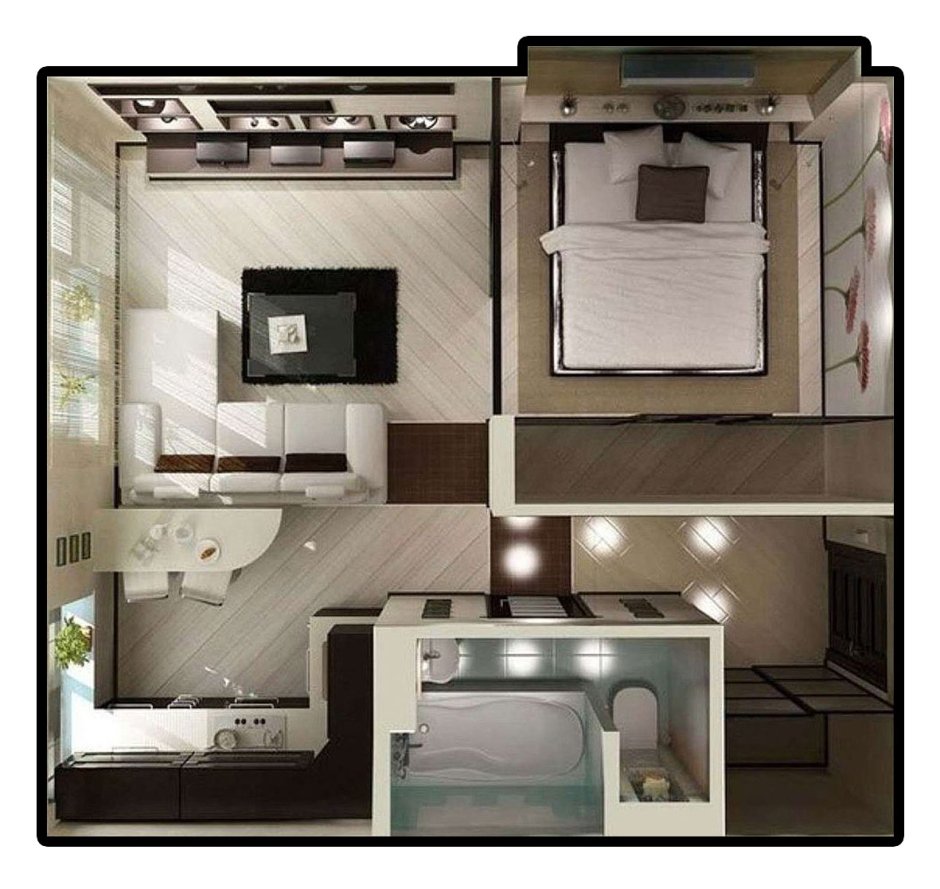 Интерьер кухня гостиная 19м2