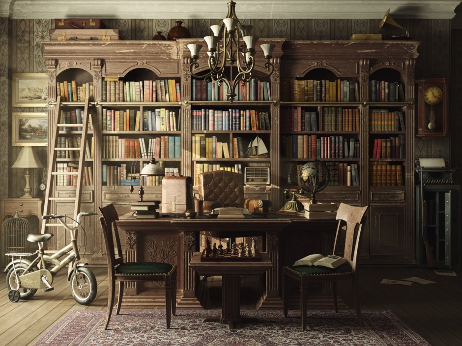 Книжные полки в старинном стиле