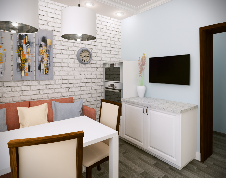 Кухня скандинавском стиле в двухкомнатной квартире