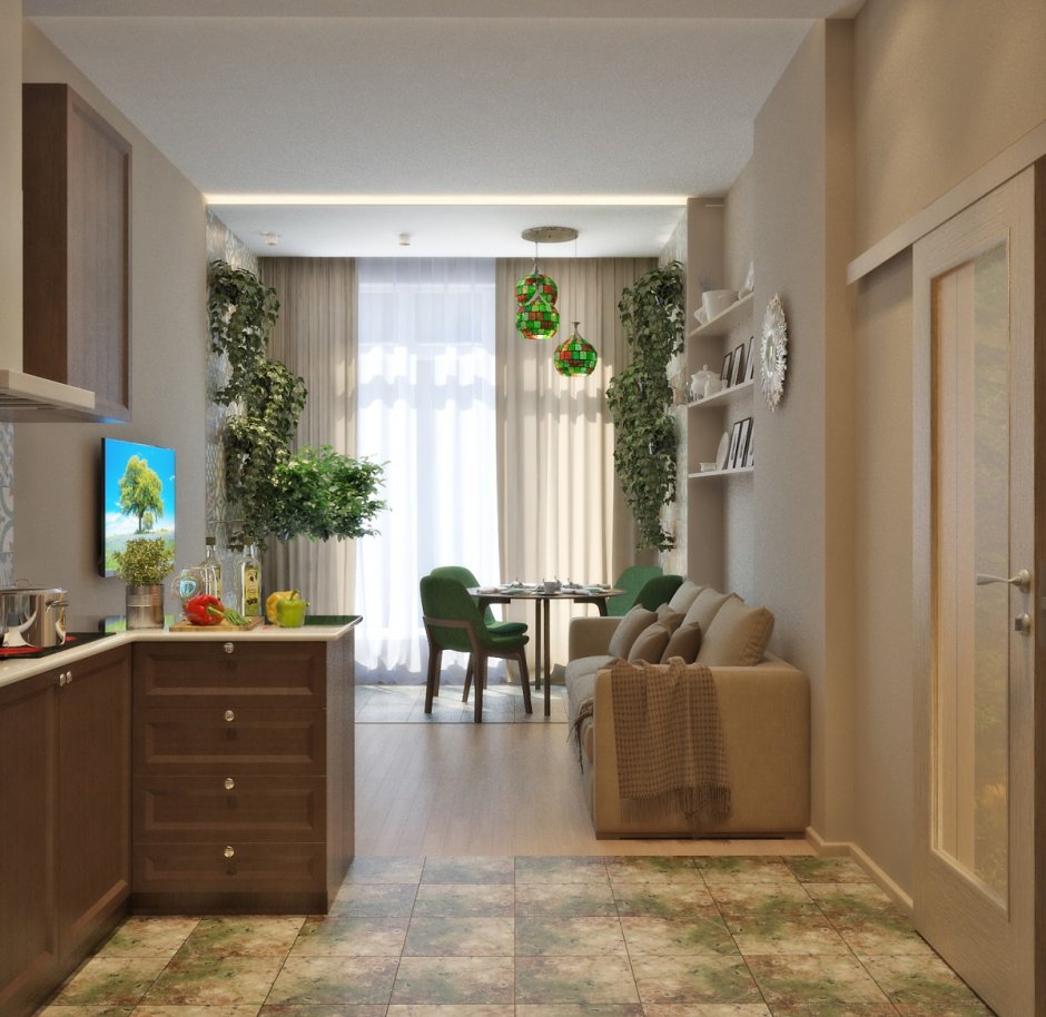 Голубая кухня в интерьере