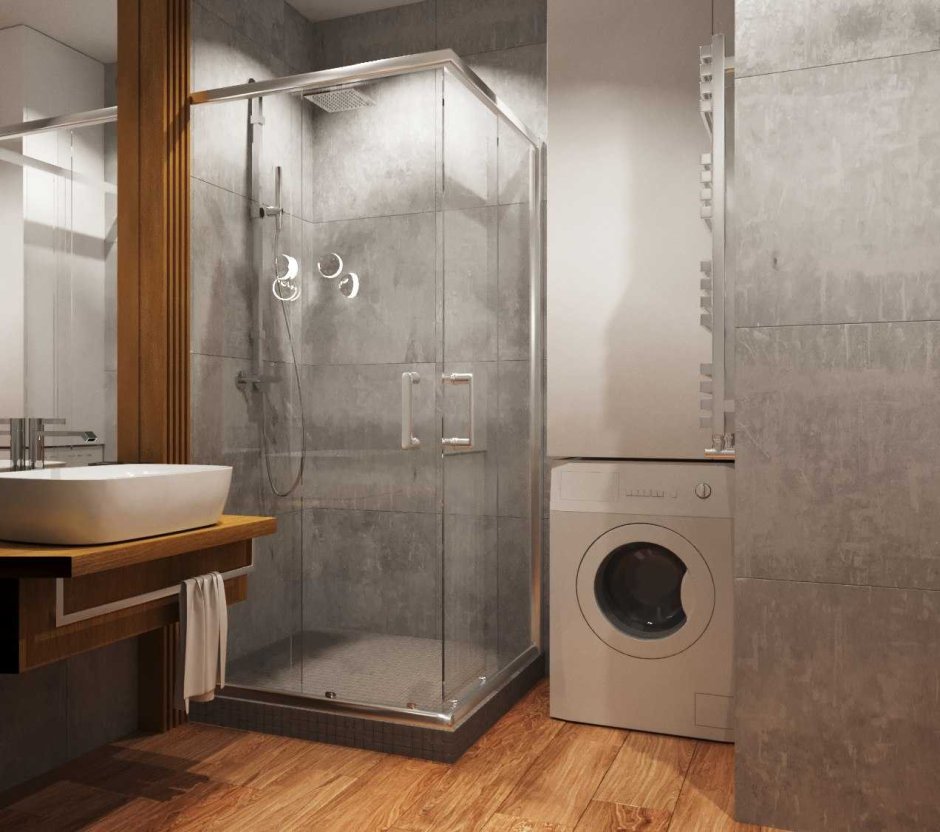 Маленькая ванная со стиральной машиной