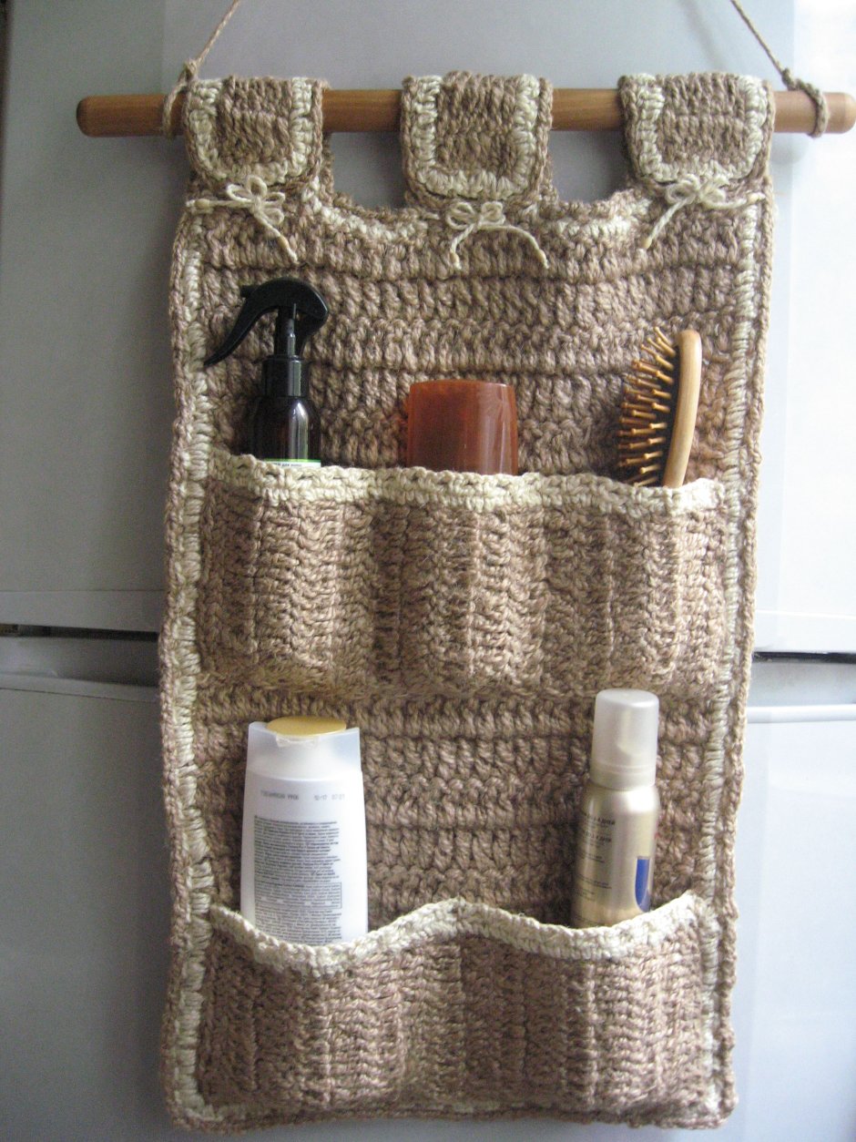 Подвесная корзинка из трикотажной пряжи