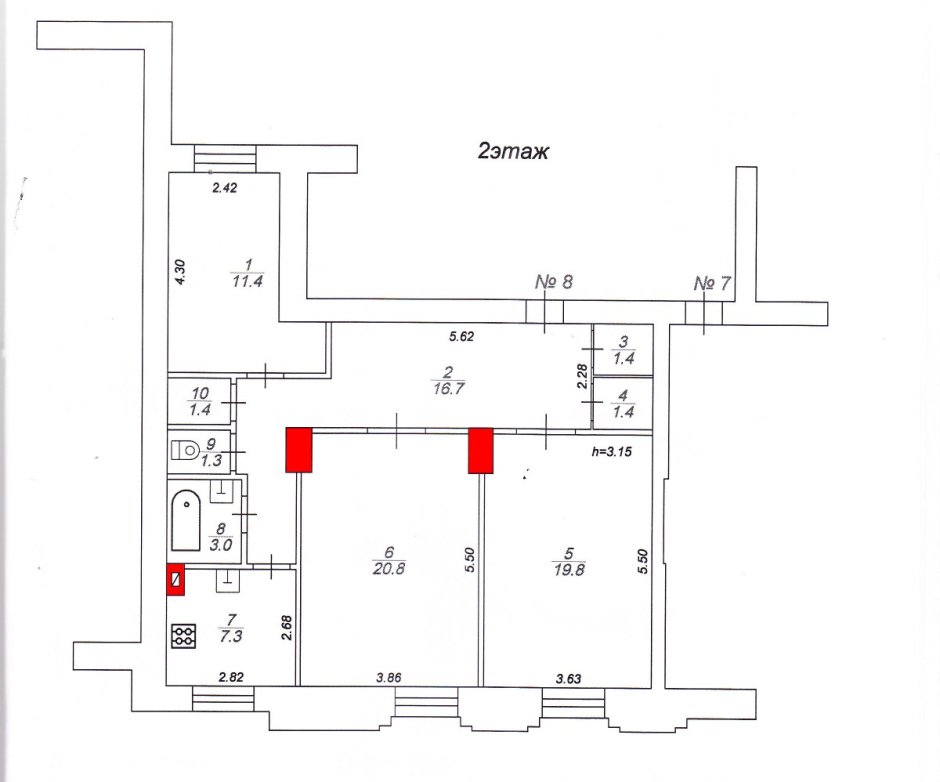 Кухня студия с гостиной в сталинке