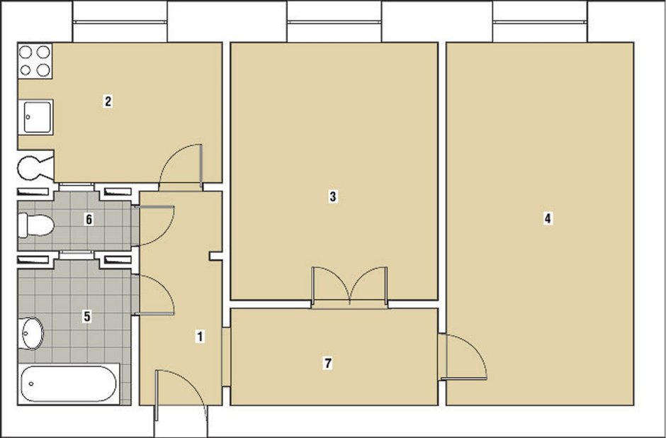 Перепланировка сталинка 2-х