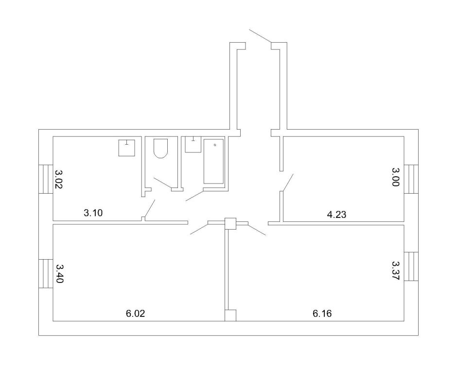 Перепланировка двухкомнатной сталинки 56 кв.м
