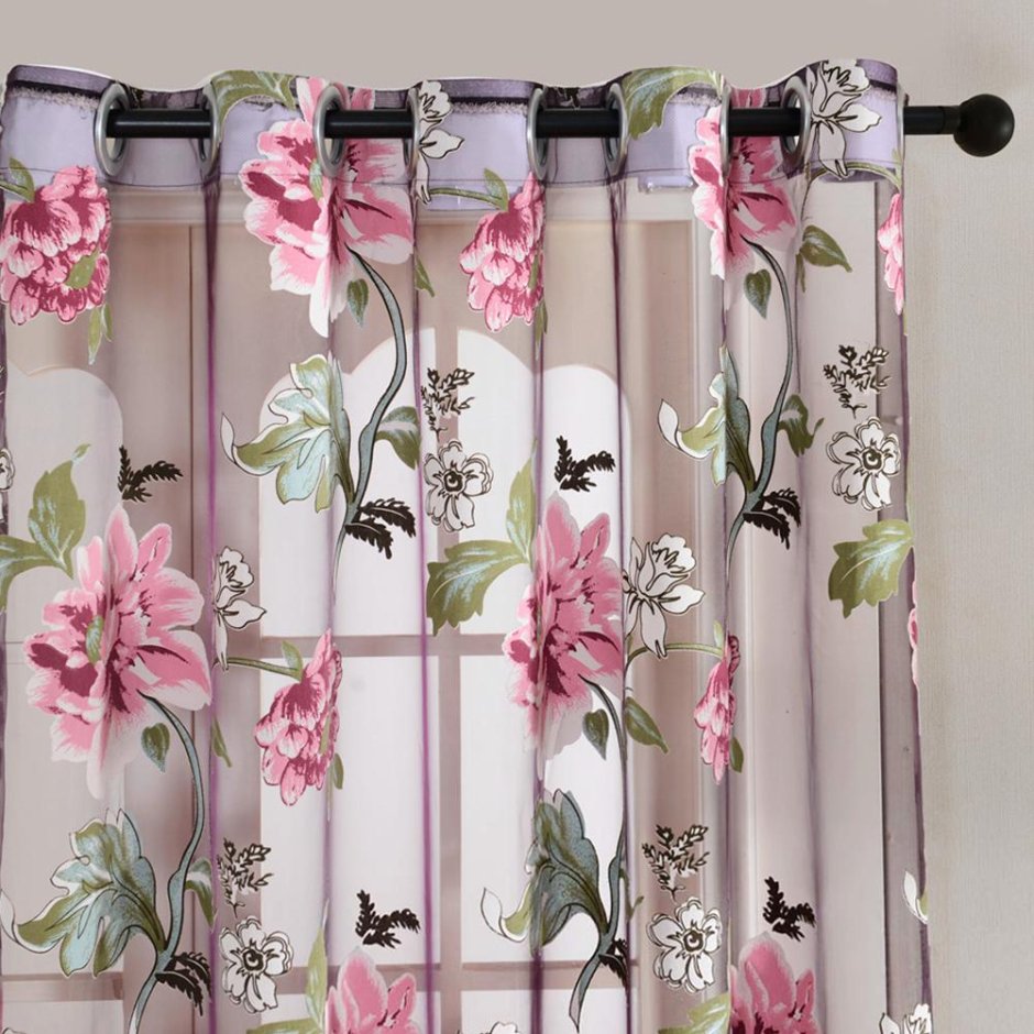 Тюль с цветочными узорами