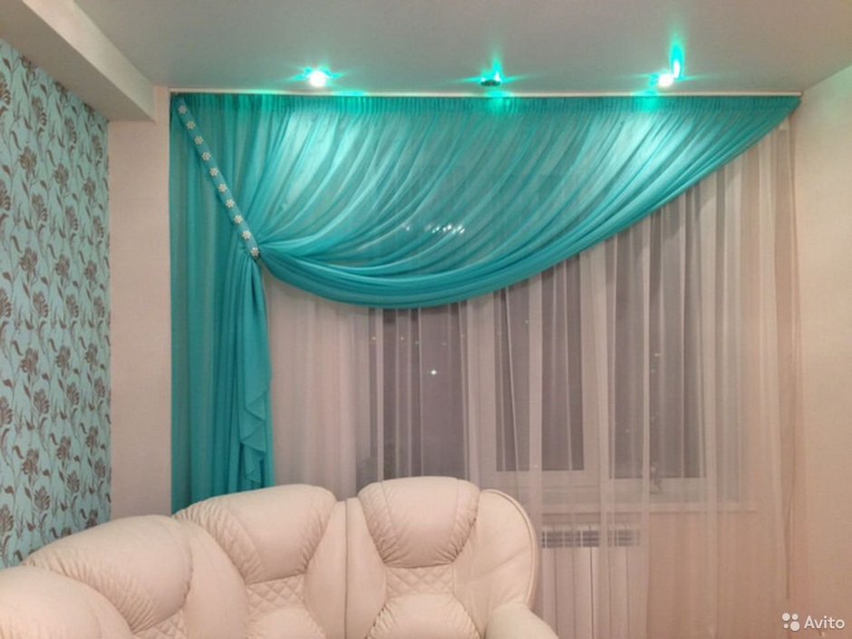 Шторы в бирюзовых тонах