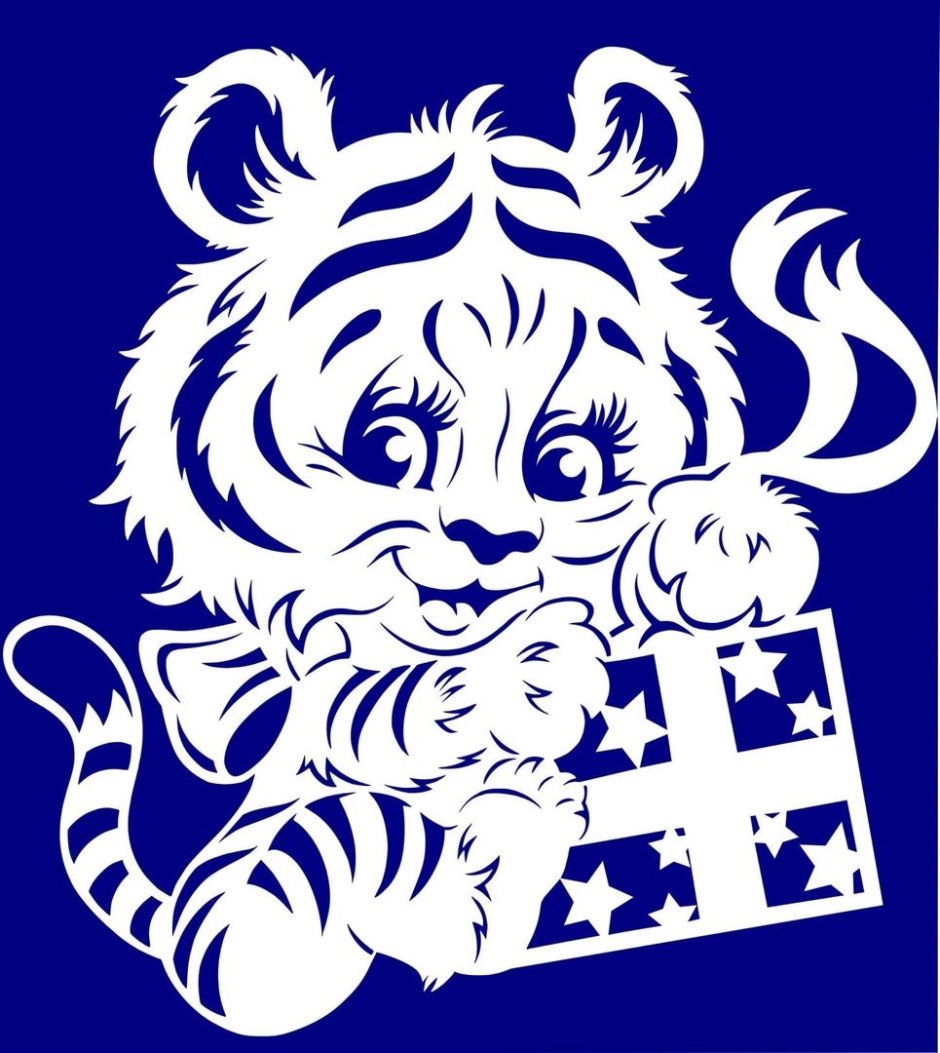 Тигр на окно трафарет