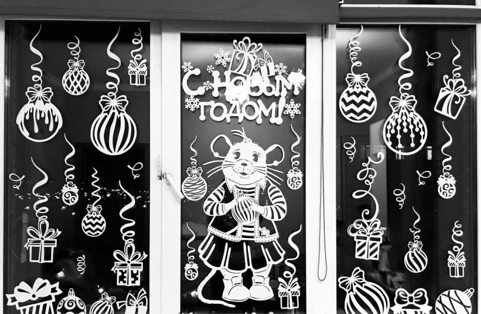 Украшение окон на НГ