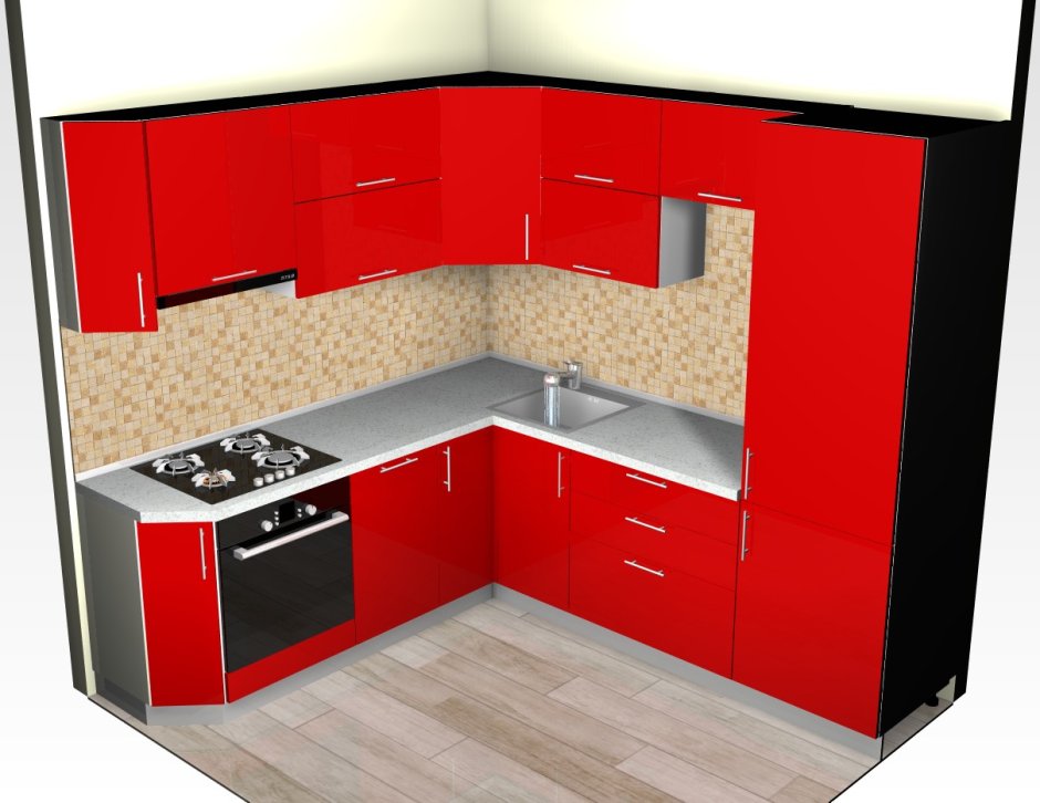 Кухня с зеркальными фасадами