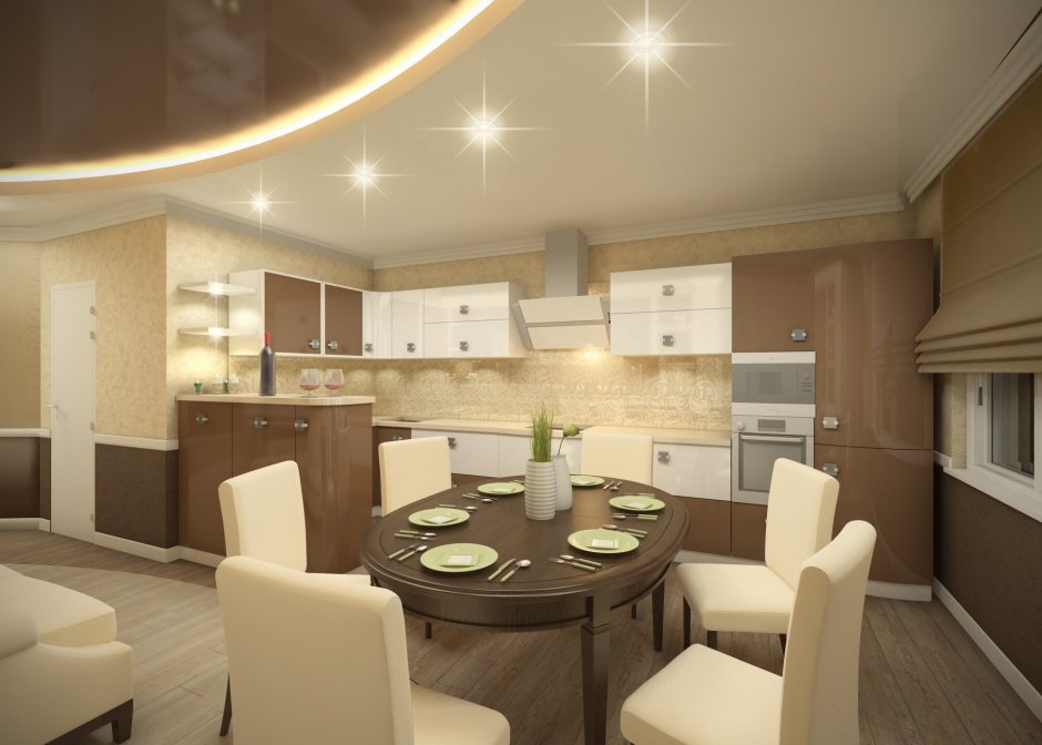 Угловая кухня со скошенным углом