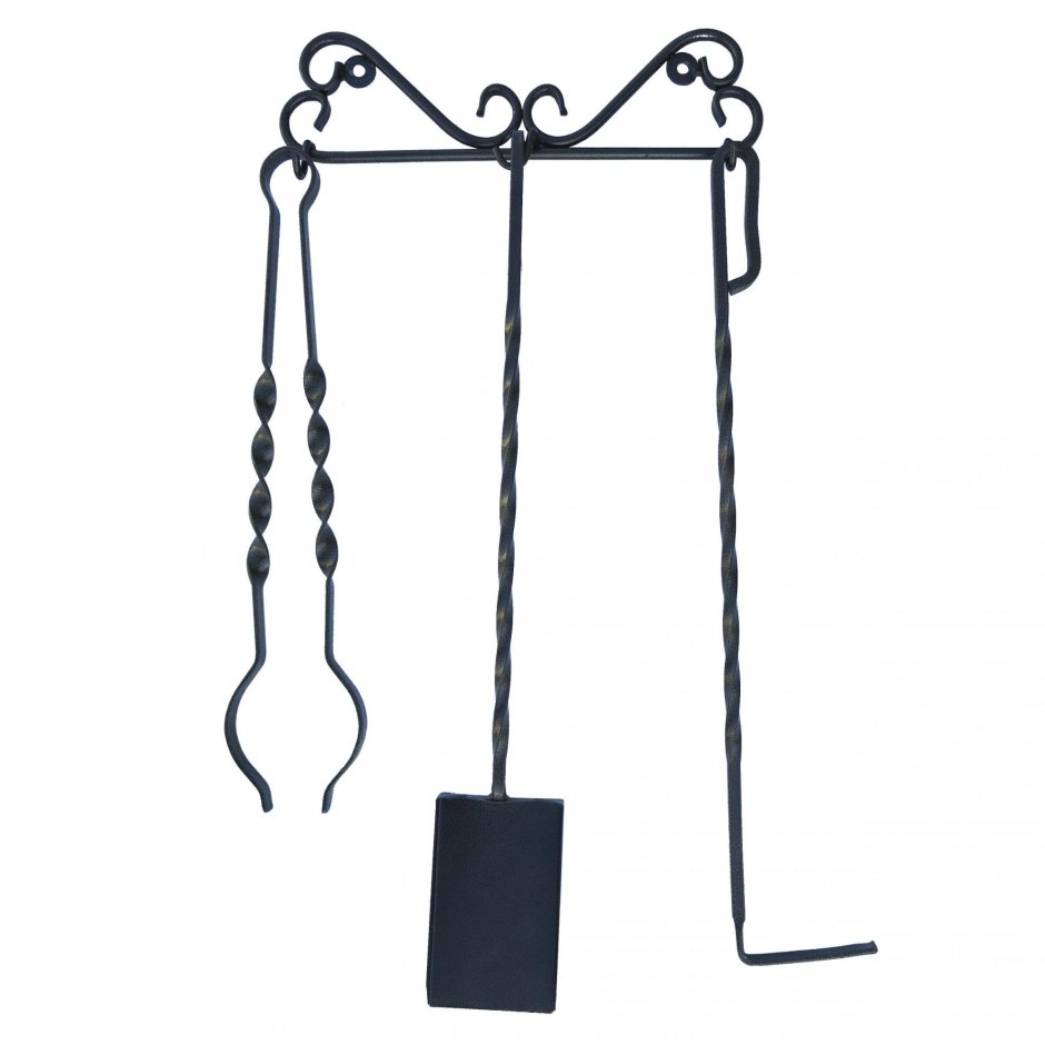 Набор каминный Граф (совок, Кочерга, щетка) цвет чёрный