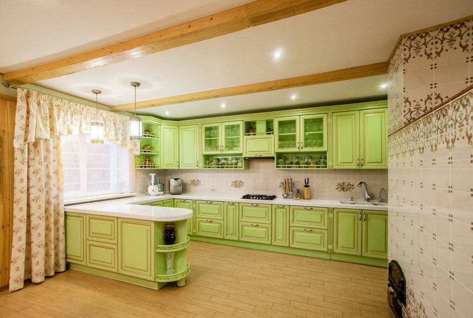 Кухня Прованс зеленая