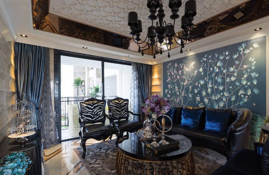 Шинуазри голубой белый золотой