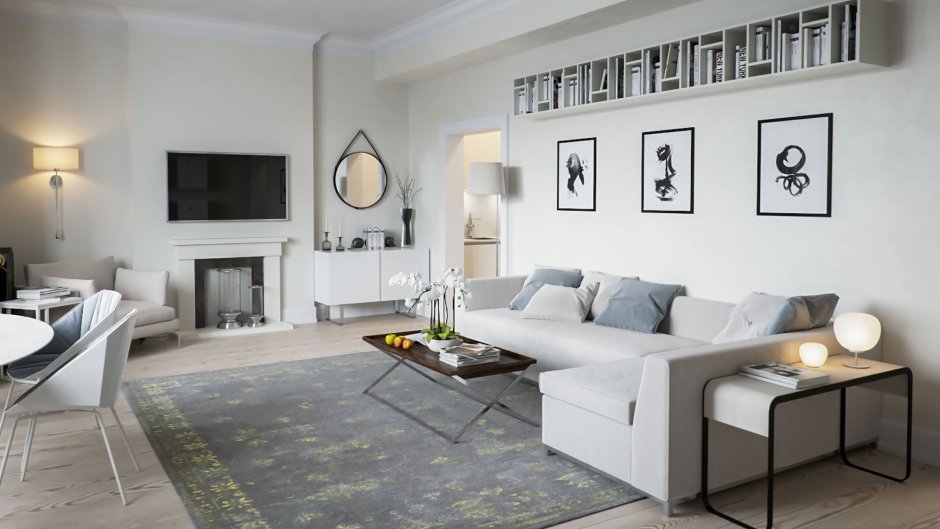 Серые стены в спальне