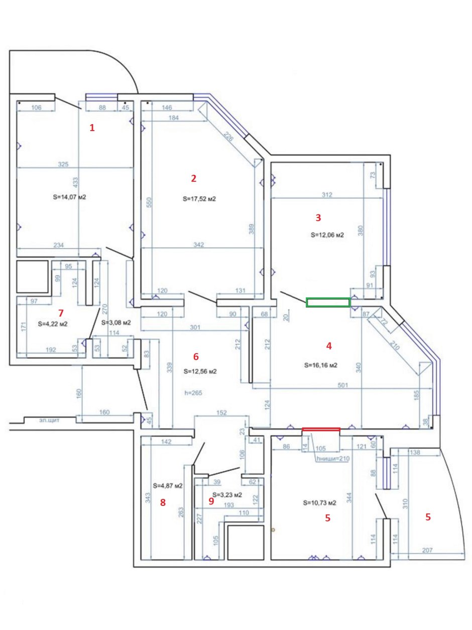 Планировка кухни п44 трешка