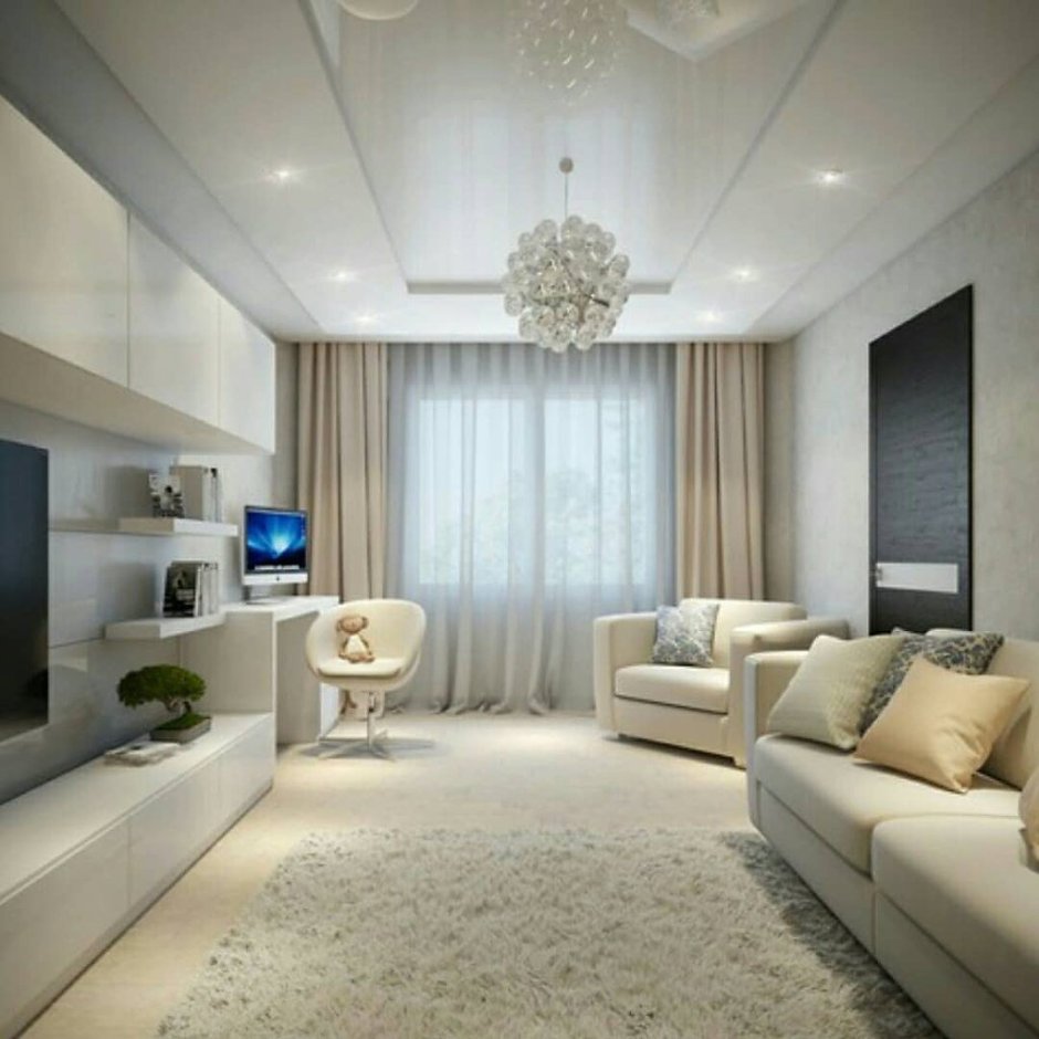 Прямоугольная гостиная в частном доме