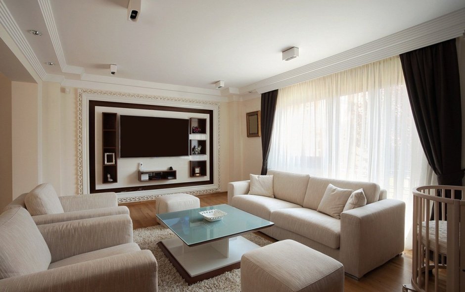 Квадратная гостиная 17м2 интерьер